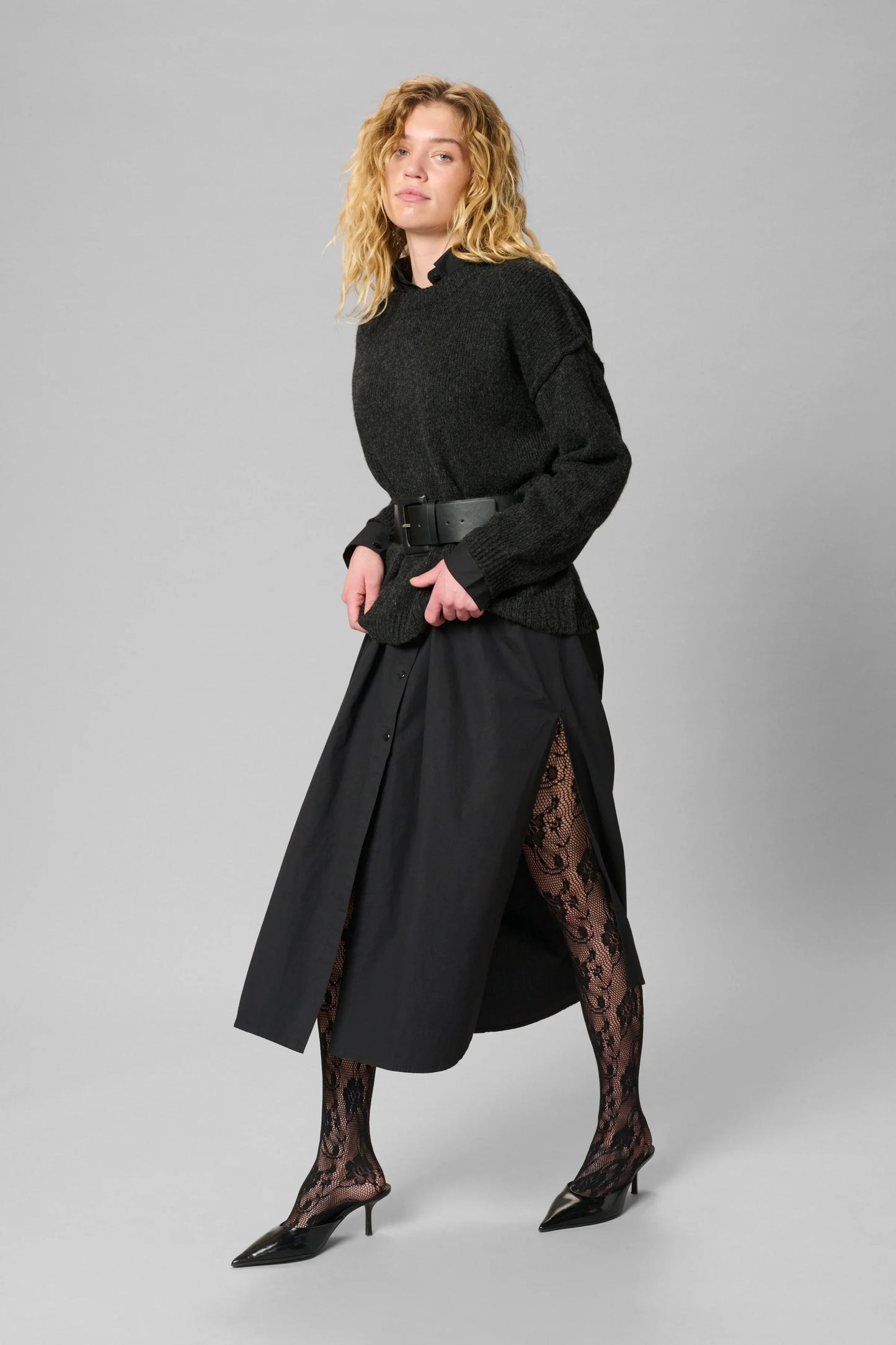 My Essential Wardrobe - Strik pullover - Dark Grey Melange - Paloma Knit - Stilkompagniet.dk