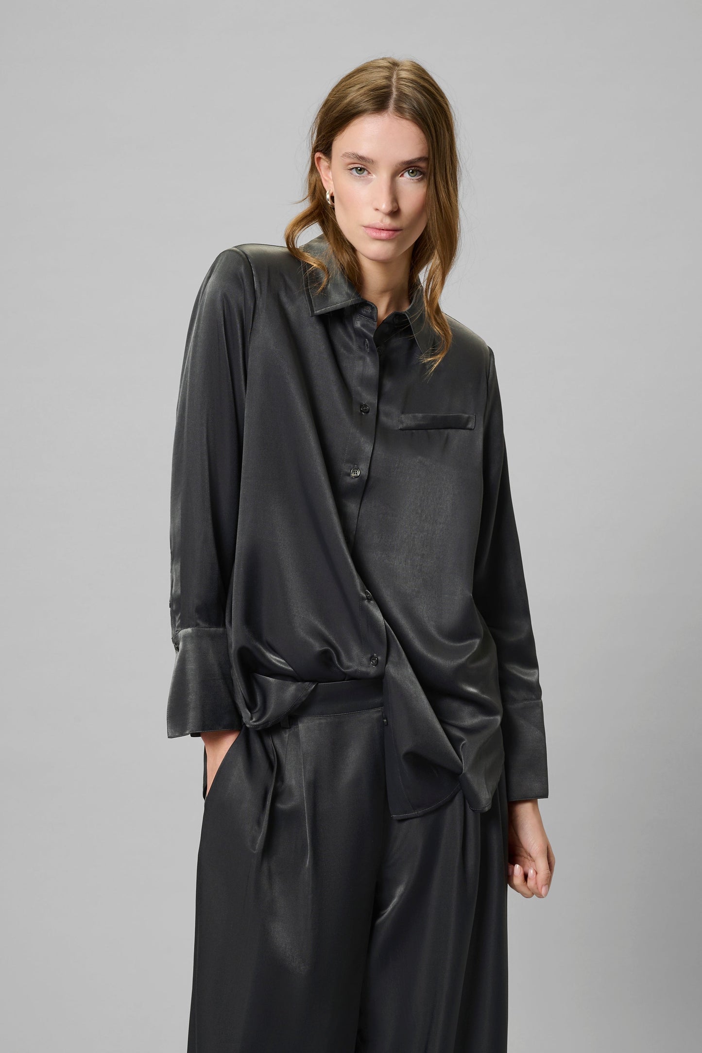 My Essential Wardrobe - Skjorte - Asphalt/Grey - Estelle - Stilkompagniet.dk