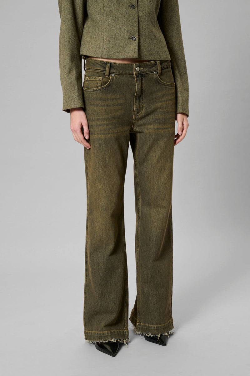 My Essential Wardrobe - Jeans - Amber Retro Wash Brown - Saba 139 High Straight Slit