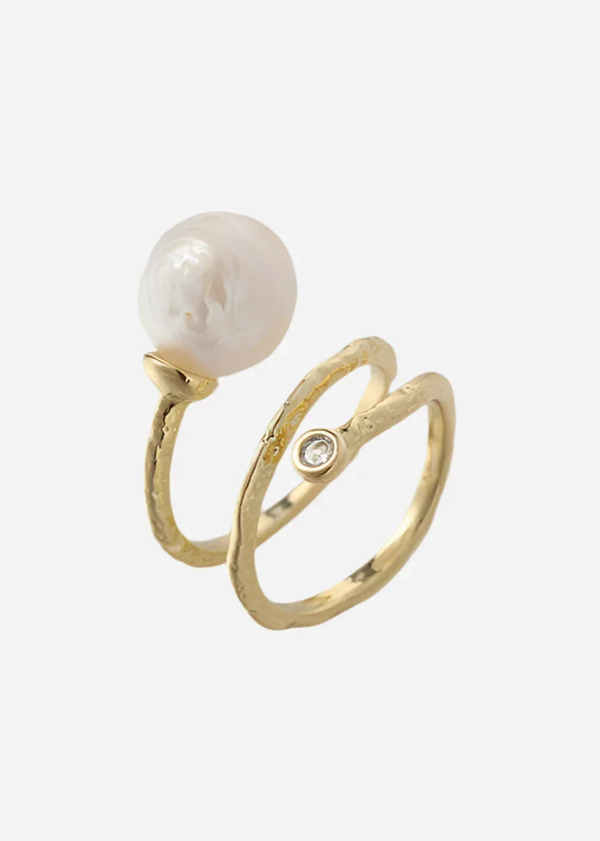 Andcopenhagen icon - Ring - 18 karat guldbelagt messing - White Pearl Ivy