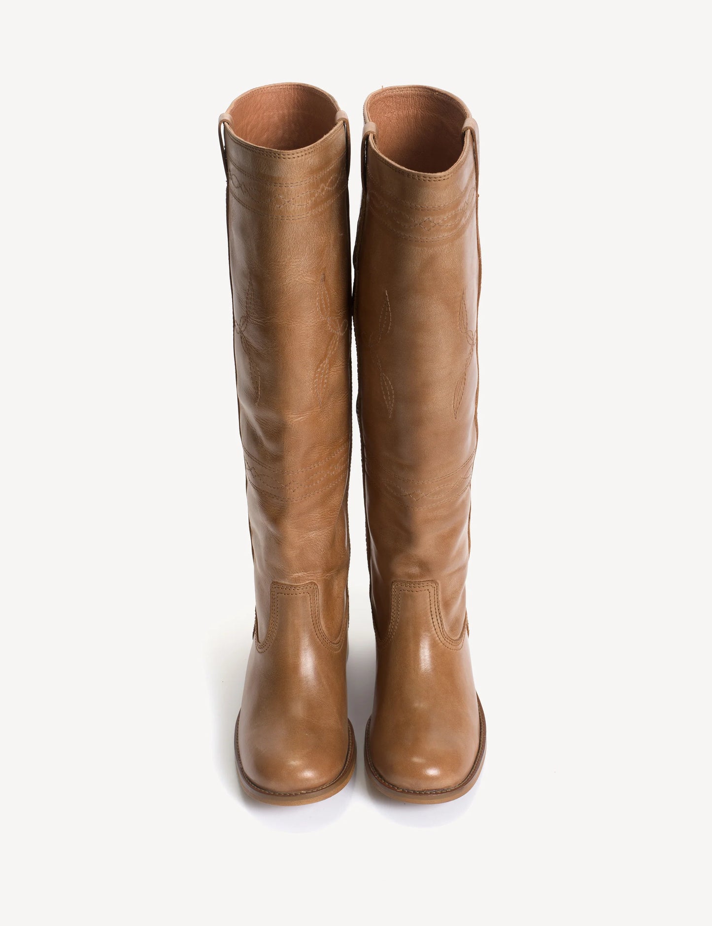 Dico - Læder Støvle - Ann Gaucho With Western Stitchings - Dark Tan