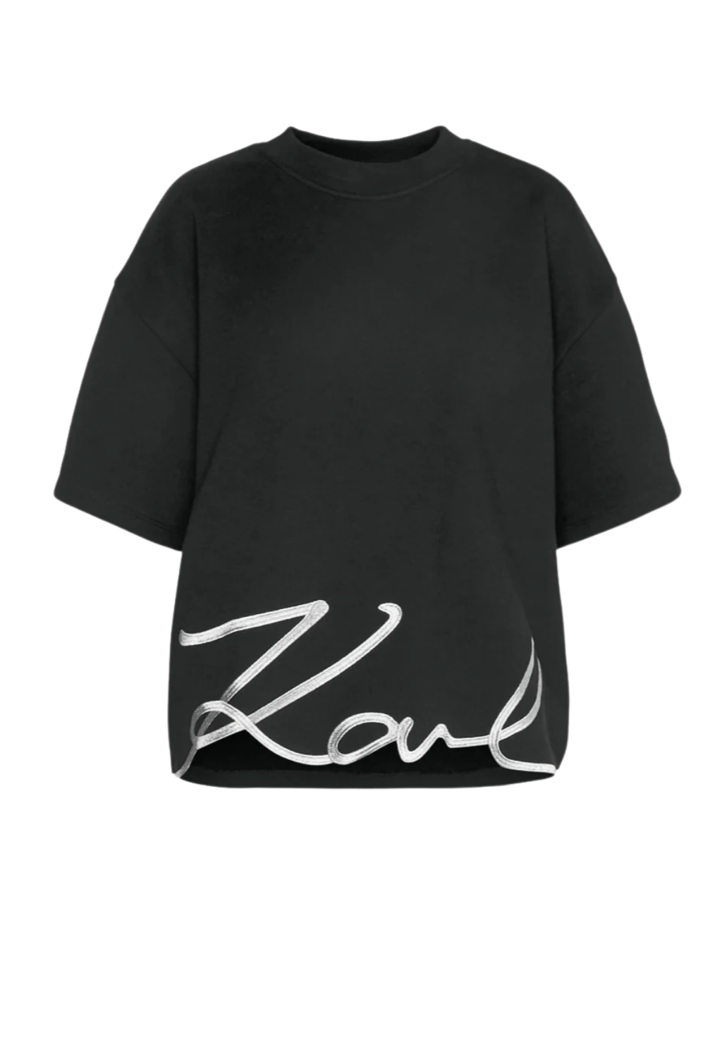 Karl Lagerfeld - T-shirt - Sort/Sølv - Signature hem