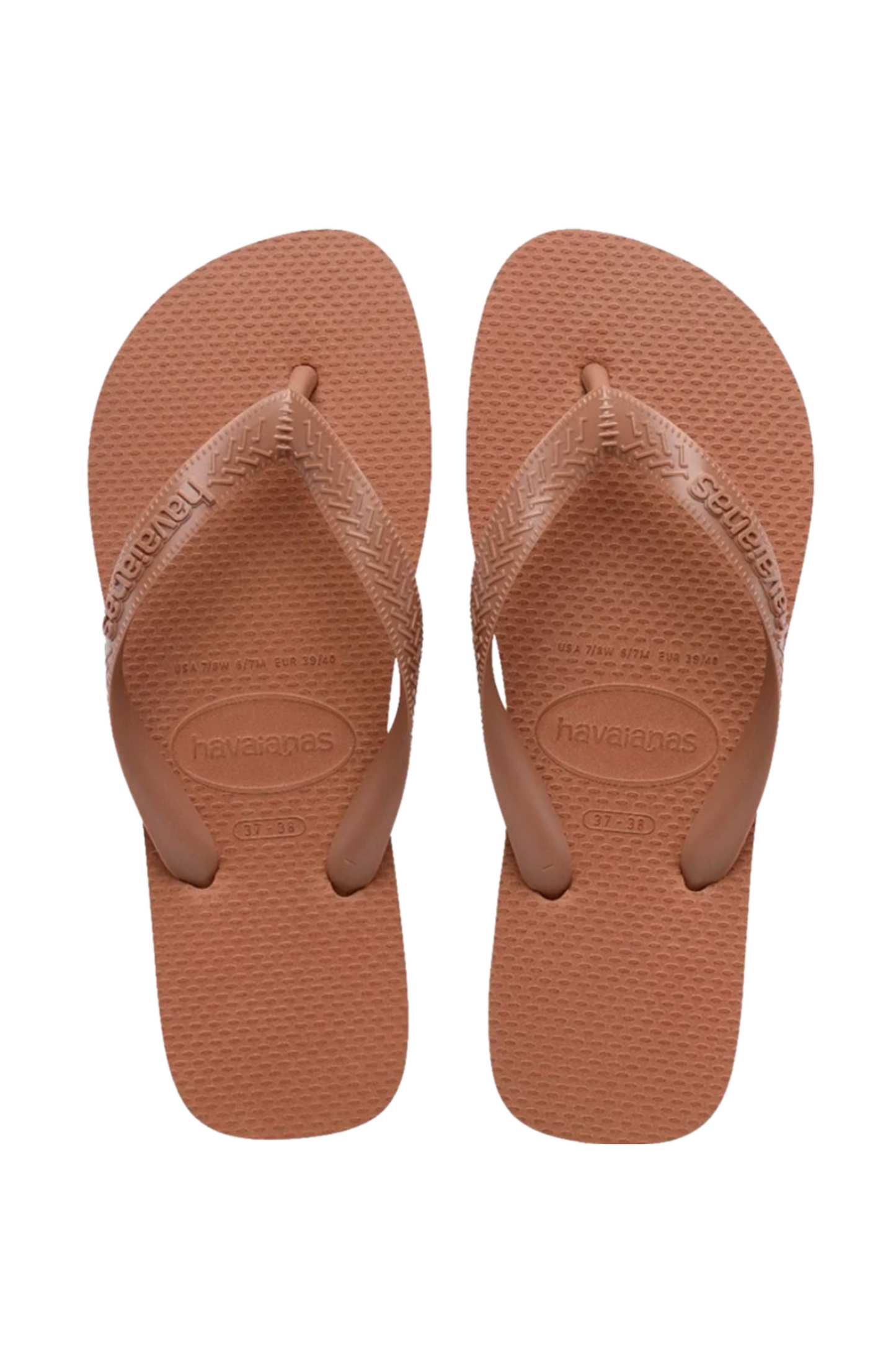 Havaianas klipklapper i rustfarve med teksturerede stropper og såler.