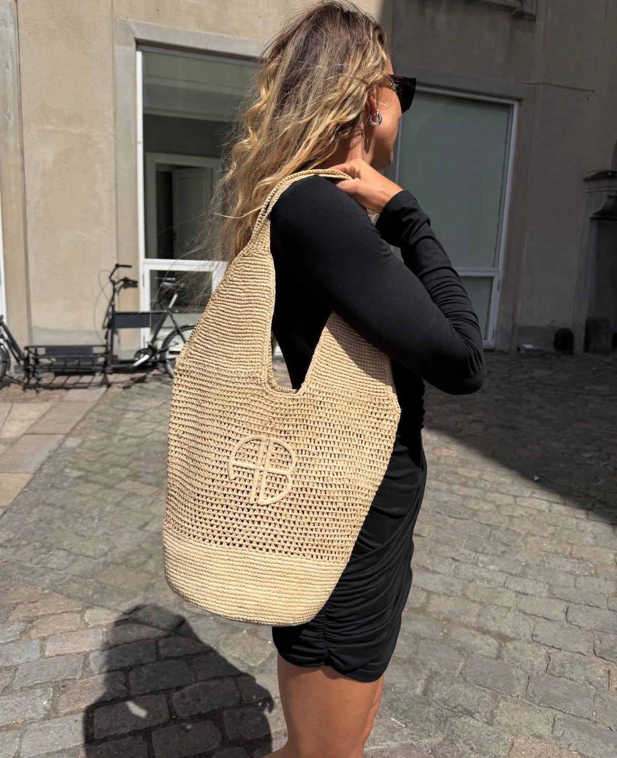 Anine Bing - Strand taske - Natural - Leah Logo Hobo Raffia