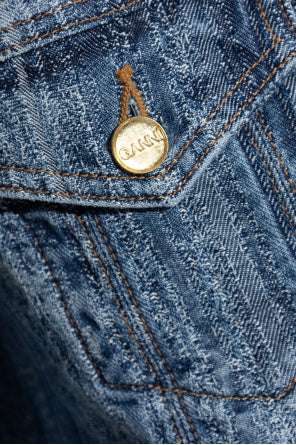 GANNI - Kjole - Mid Blue - Open back mini J1843