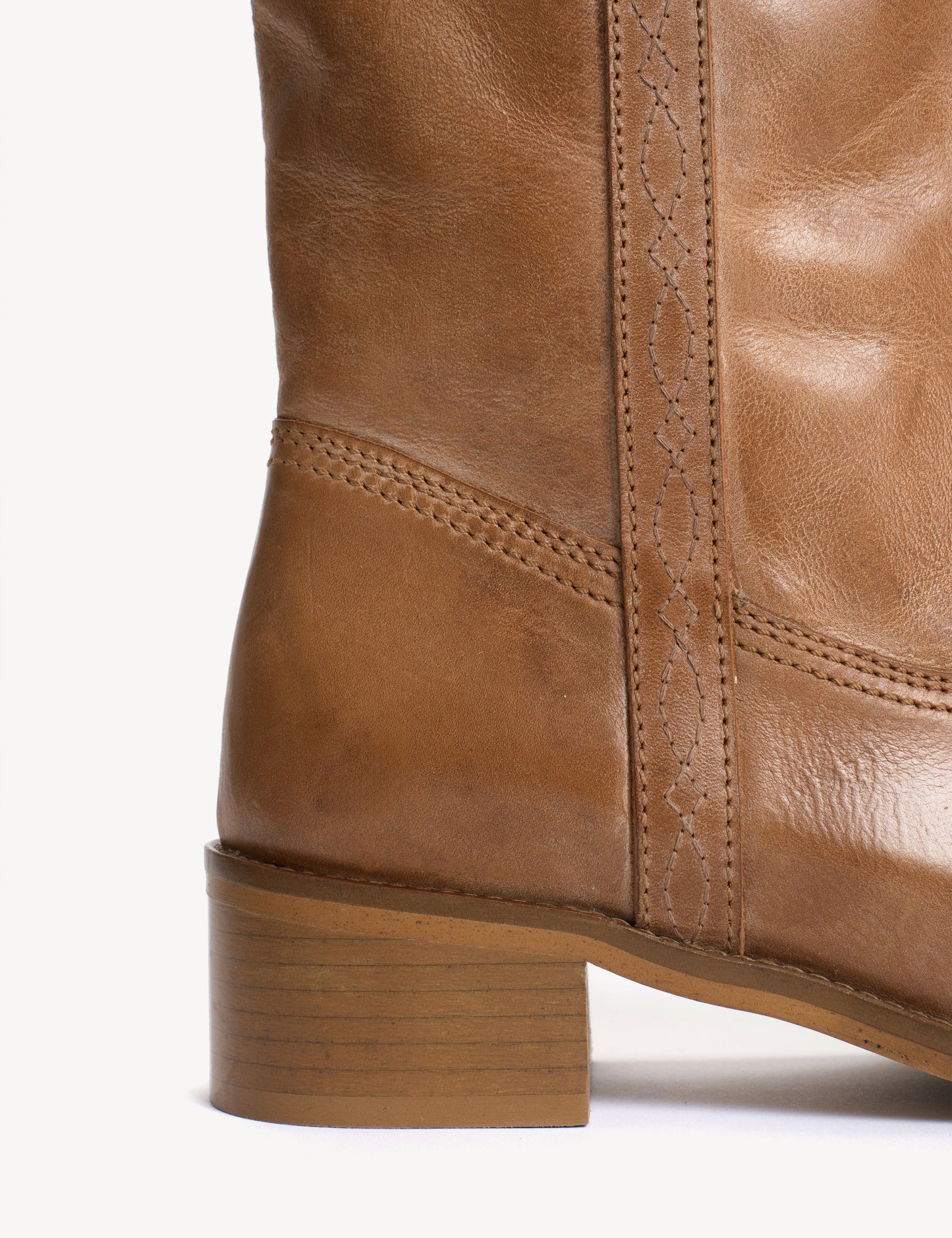 Dico - Læder Støvle - Ann Gaucho With Western Stitchings - Dark Tan