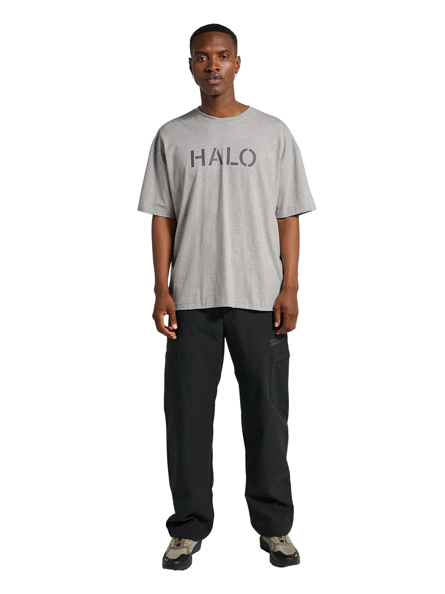 HALO - T-shirt - Light Grey Melange - Boxy