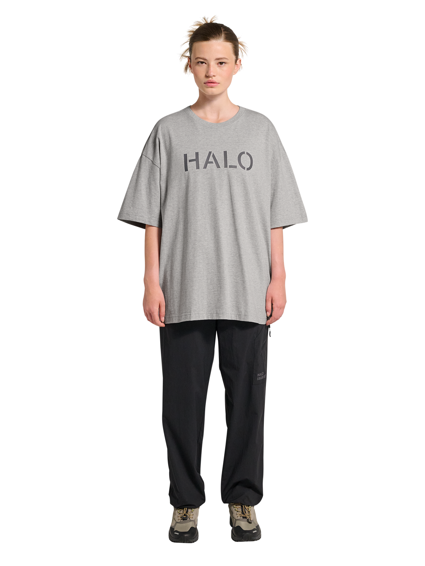 HALO - T-shirt - Light Grey Melange - Boxy