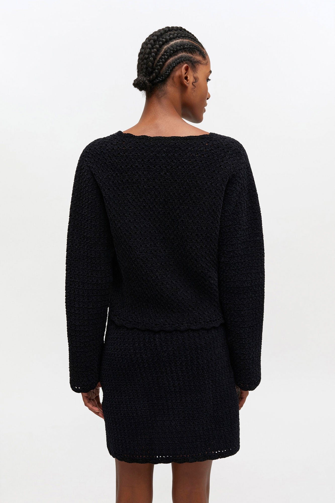 GANNI - Cardigan - Sort - Chenille Crochet Cardigan