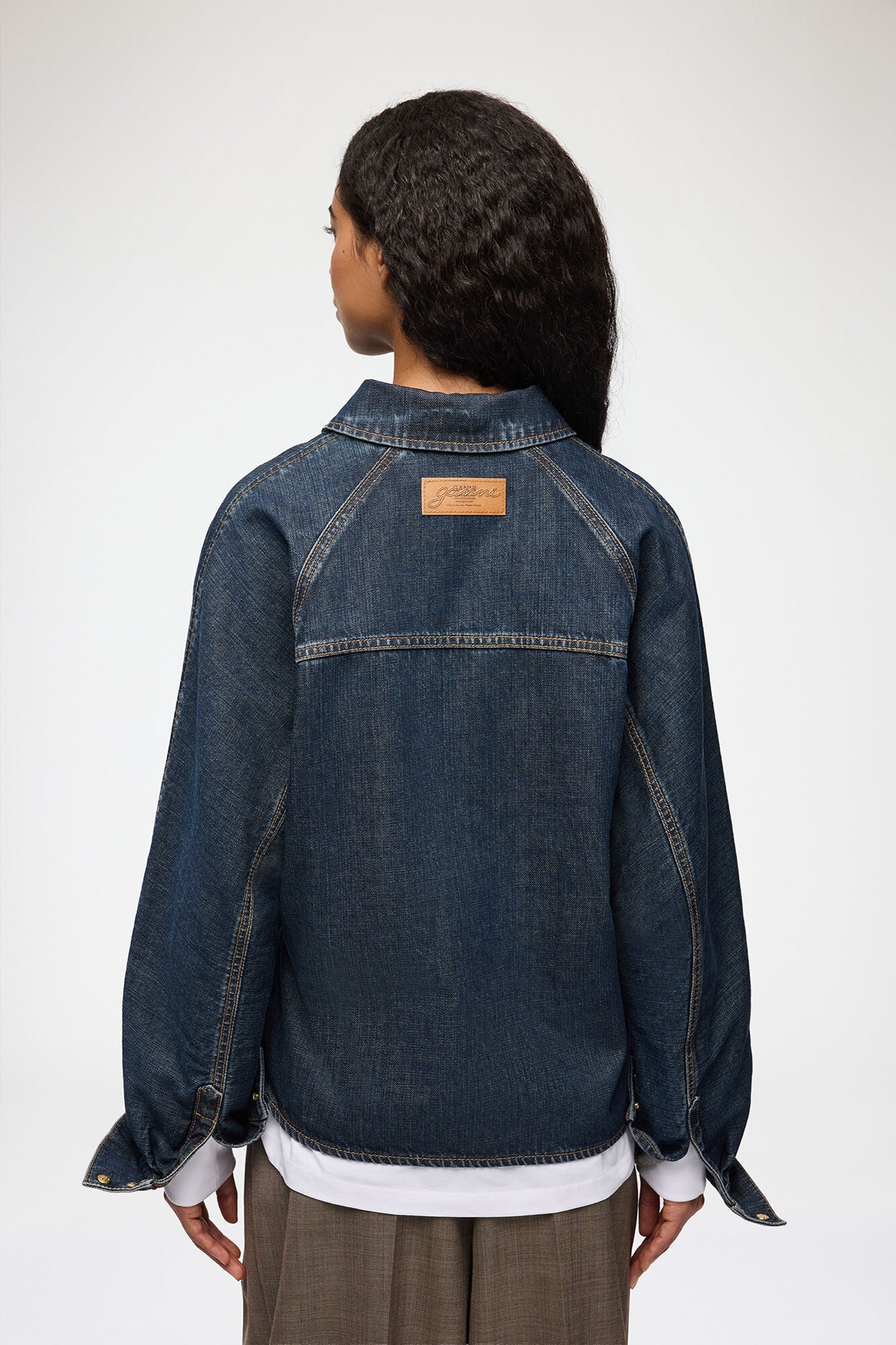 Ganni - Skjorte - Dark Blue Vintage - Batwing Denimskjorte