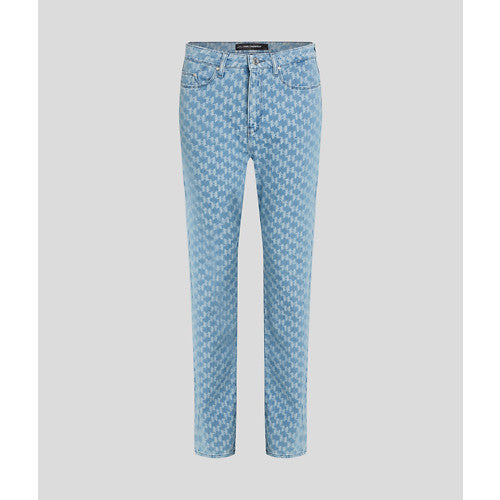 Lyseblå jacquardjeans med mønster og klassisk femlomme-design fra Karl Lagerfeld.