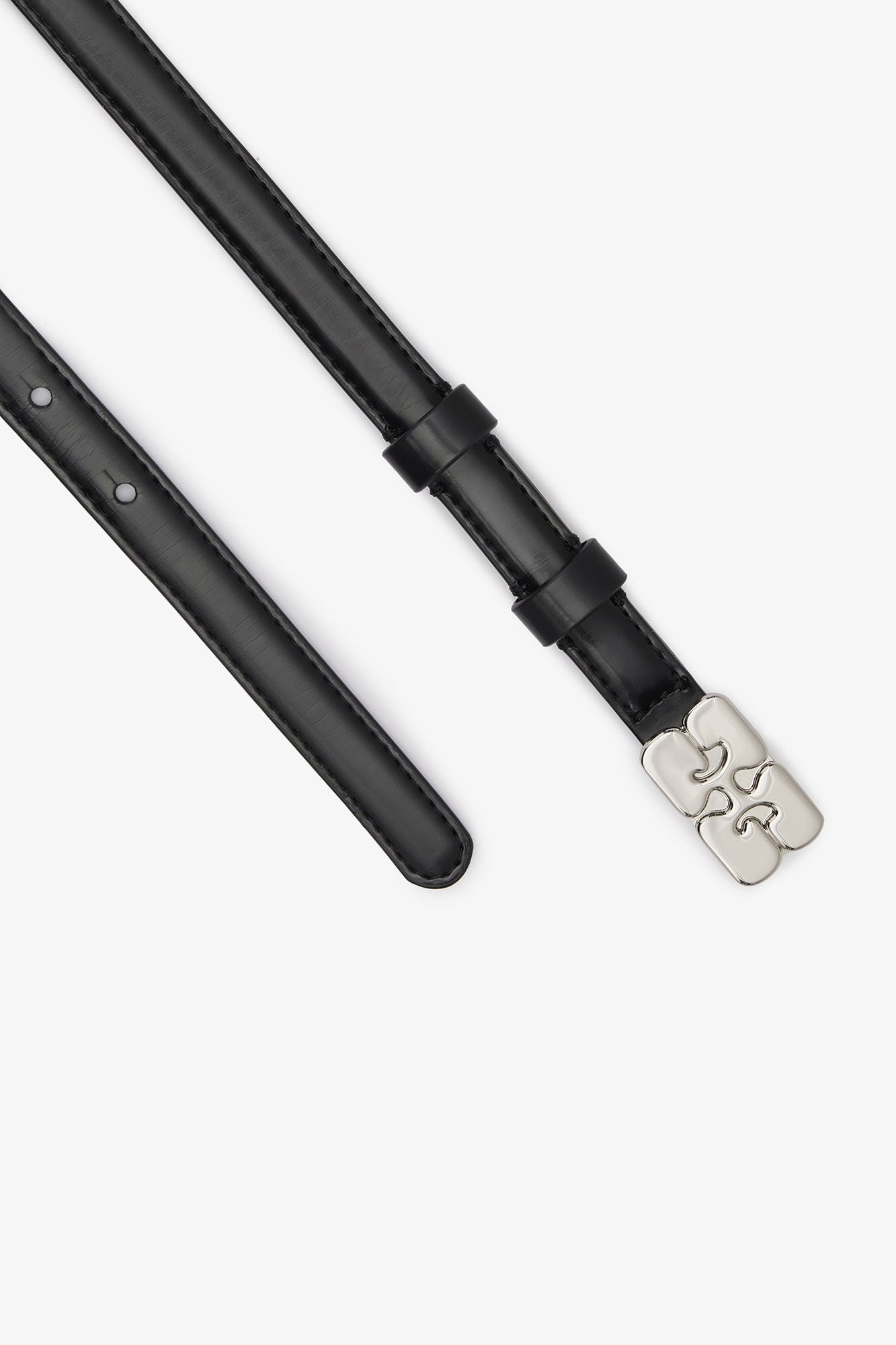 Ganni - Bælte - Black Patent - Slim bou A7112