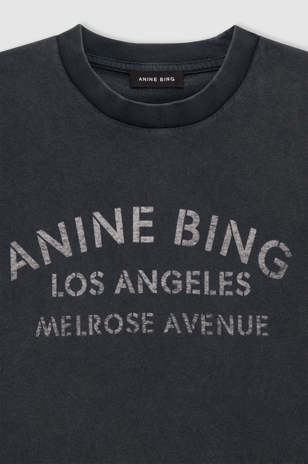 Anine Bing - T-shirt - Washed Black - Cade Tee Melrose Stencil
