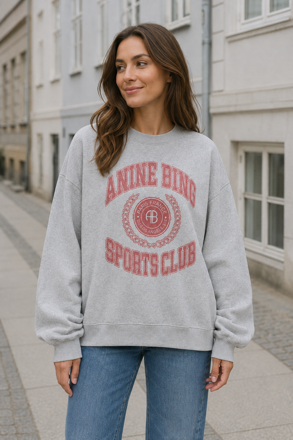 Anine Bing - Sweatshirt - Grey - Miles Sweatshirt Collegiate