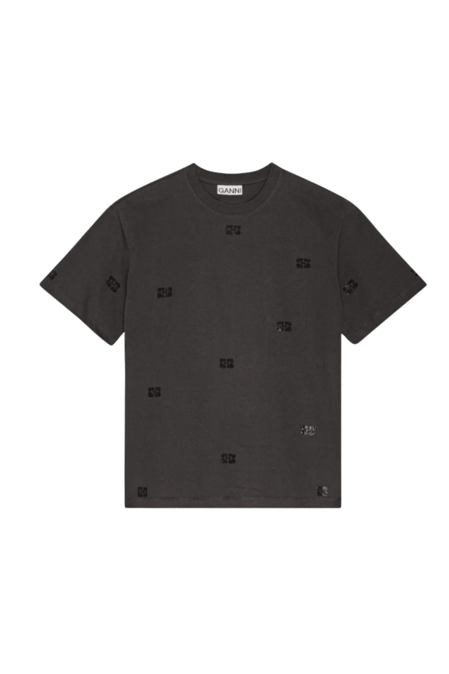 GANNI - T-shirt - Black - Rhinestone