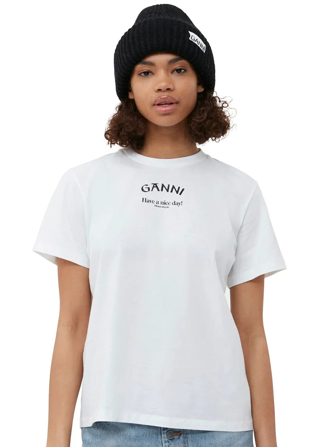 Ganni Structured Rib Beanie Black
