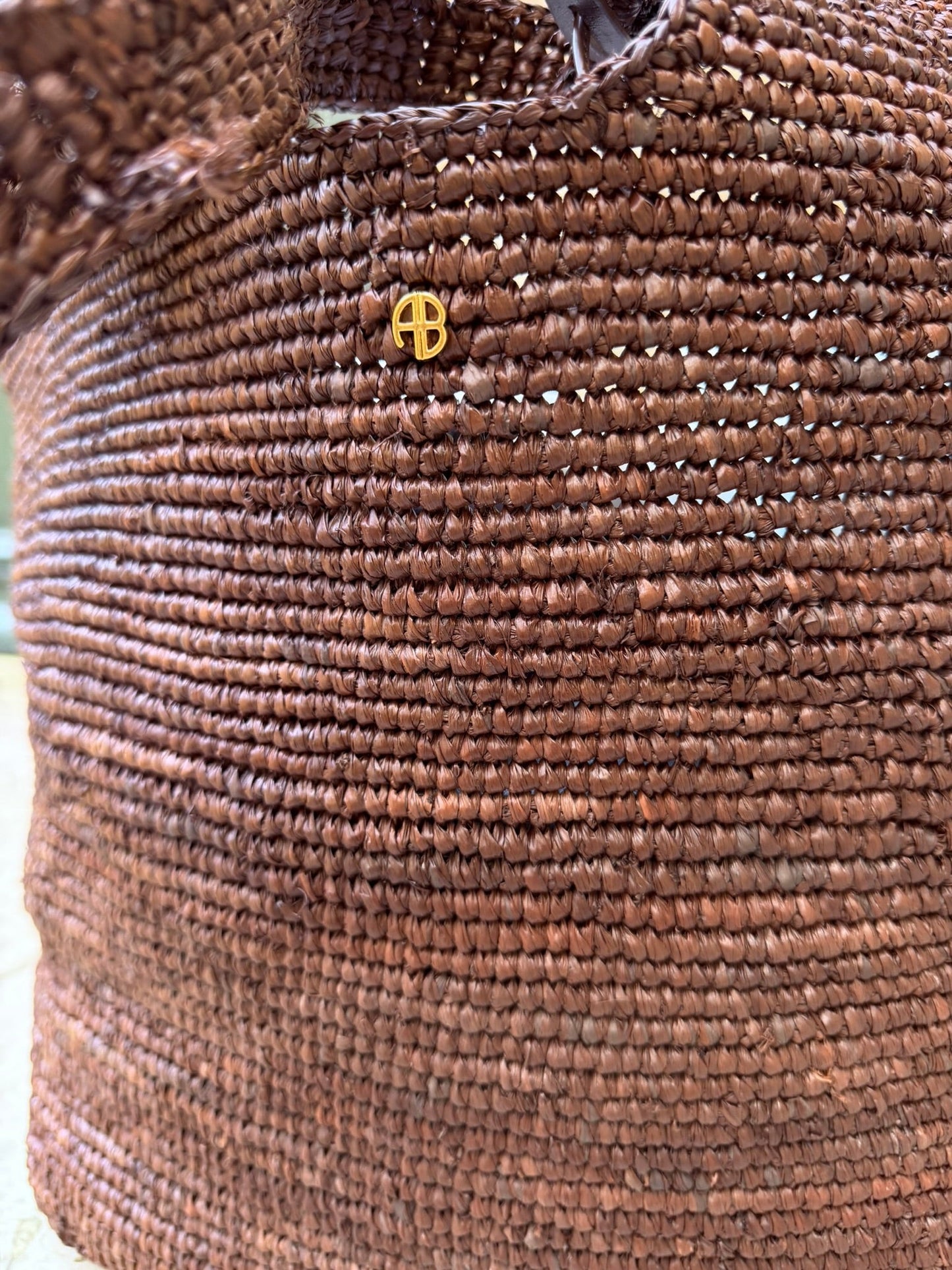 Anine Bing - Tote bag taske - dark Brown - Lili Tote Raffia