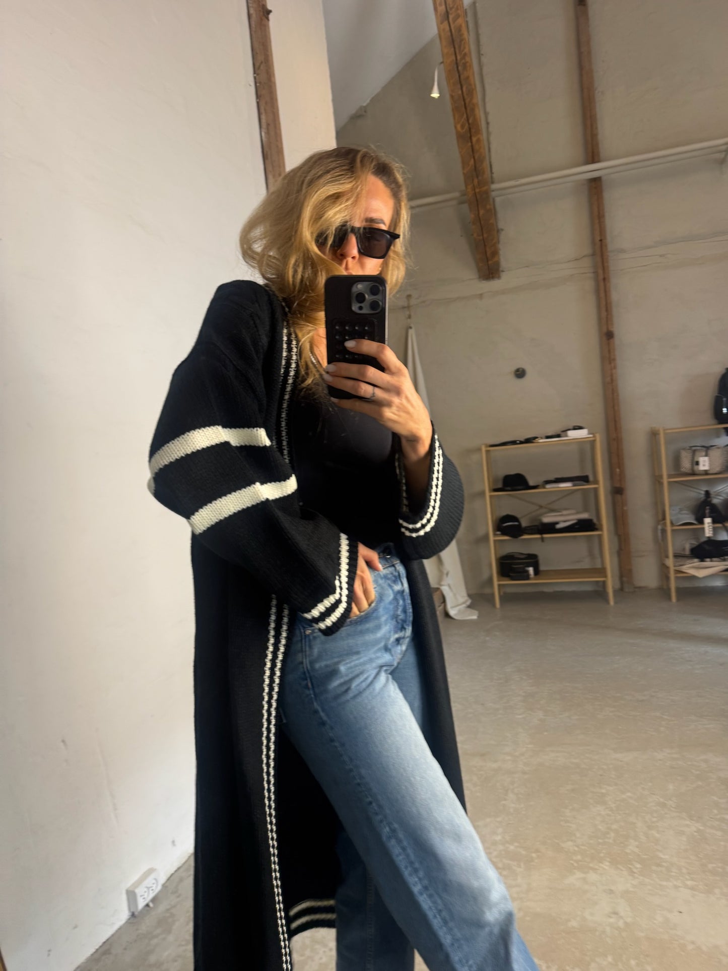 The Collection - Cardigan - Black W. white - Marissa