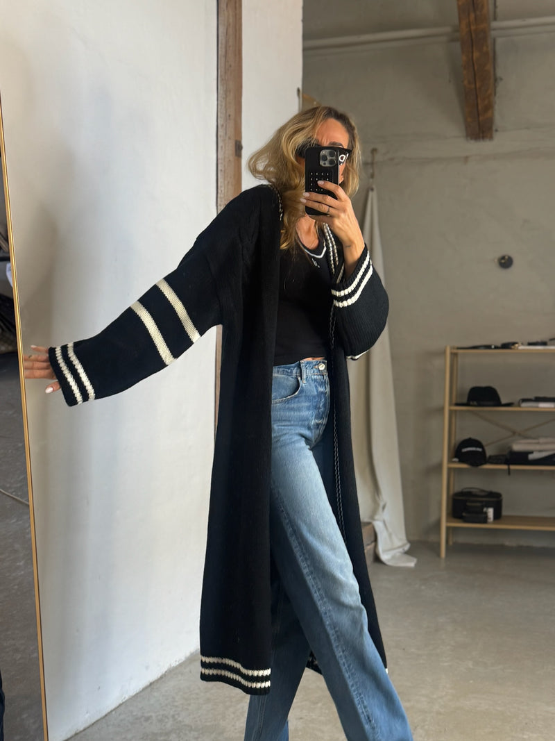 The Collection - Cardigan - Black W. white - Marissa