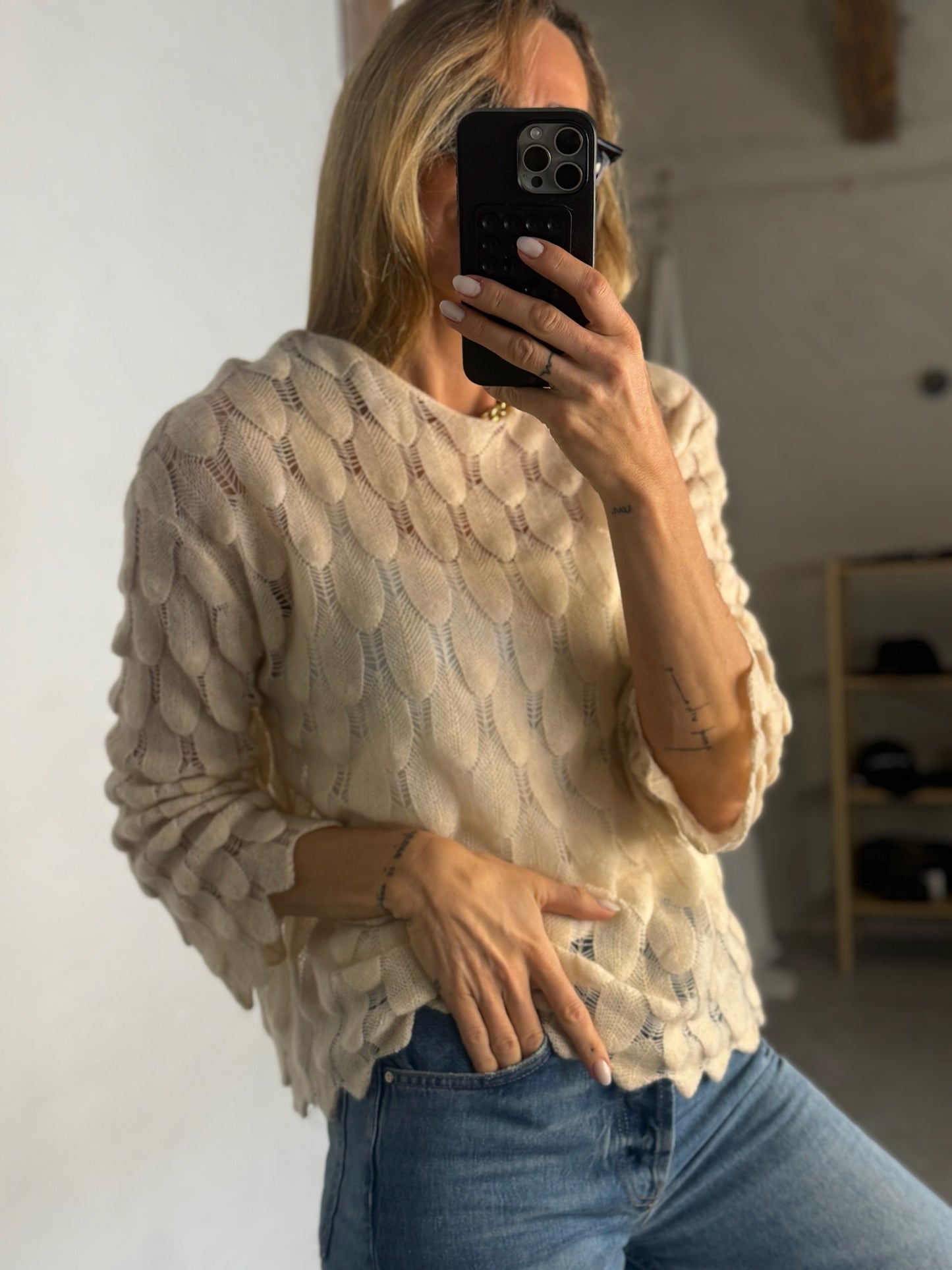 The Collection - Cashmere striktrøje - Creme - Fina