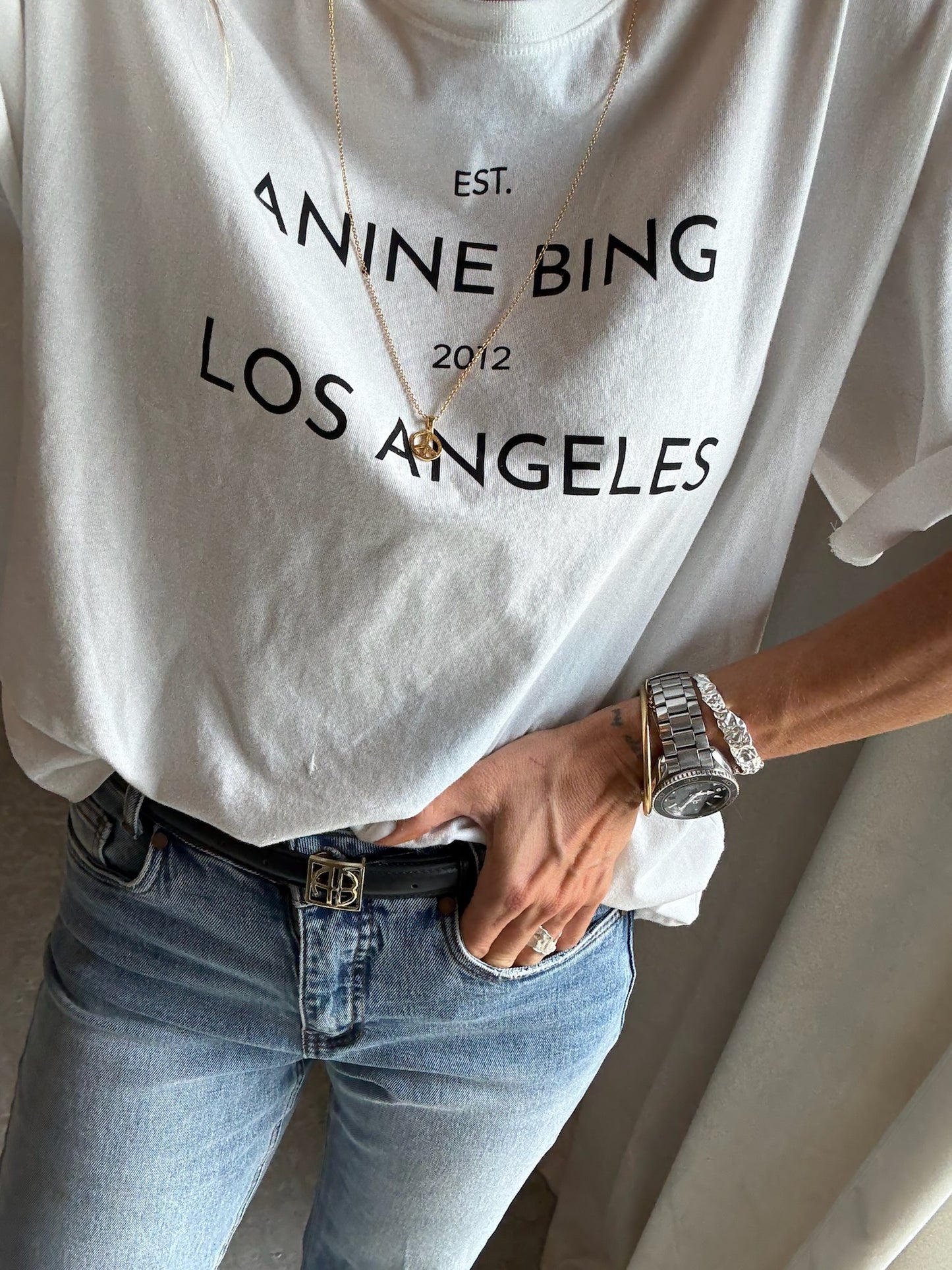 Anine Bing - Tshirt - Ivory - Rudy