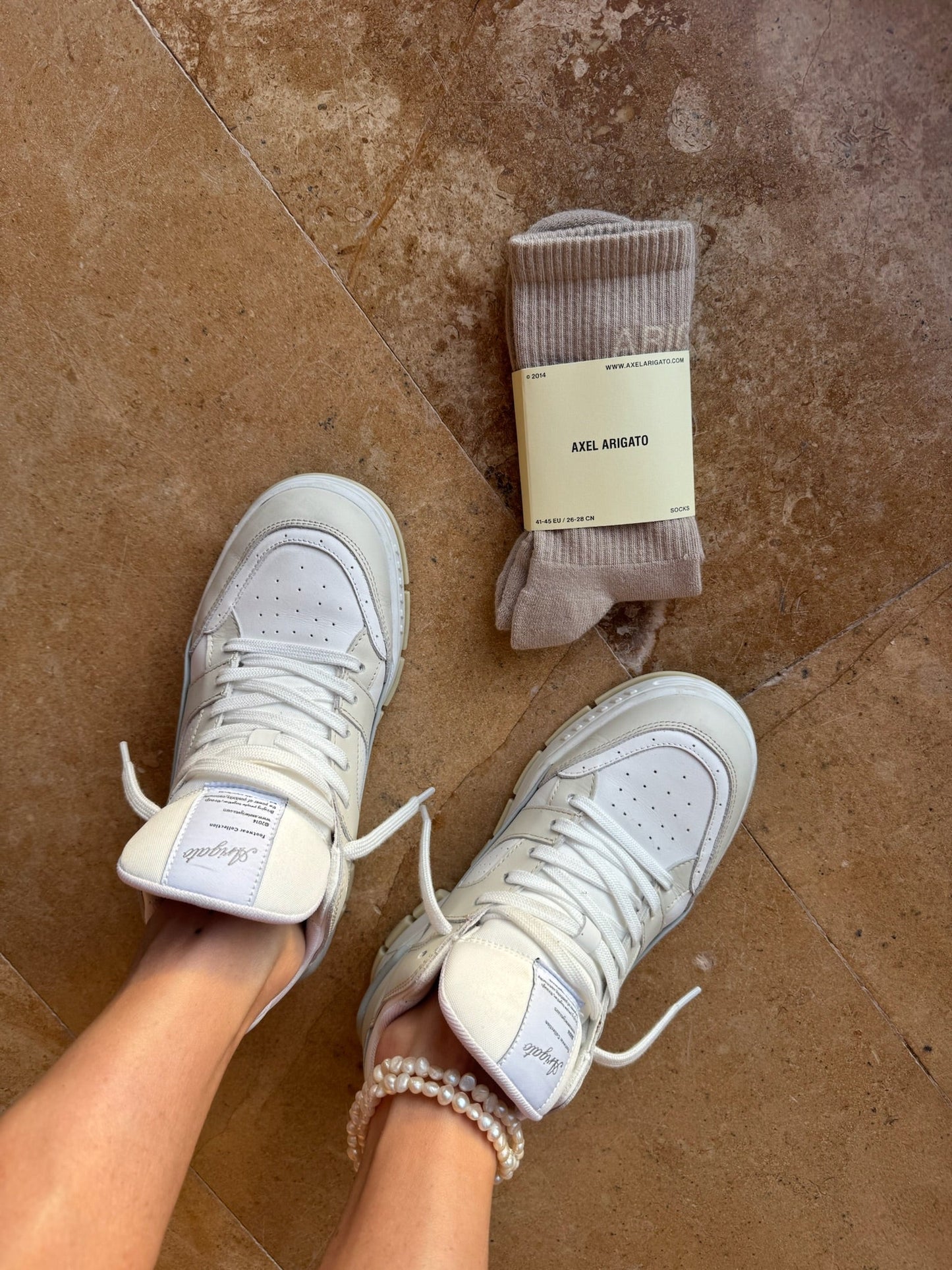 Axel Arigato - Sokker - Stone Grey Beige - Arigato logo rube socks - Stilkompagniet.dk