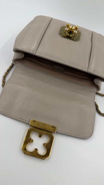 Chloé - Elsie Leather Shoulder Bag - beige skuldertaske - secondhand