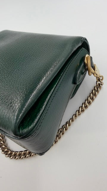 Gucci - Interlocking G Leather Shoulder Bag - mørkegrøn skuldertaske - secondhand