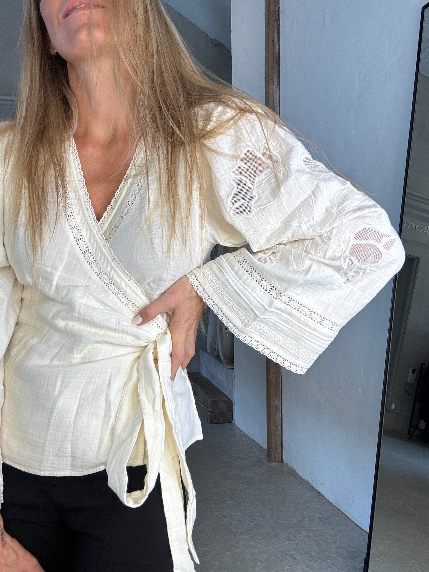 Sissel Edelbo - Wrap bluse - Off white - Winfrey