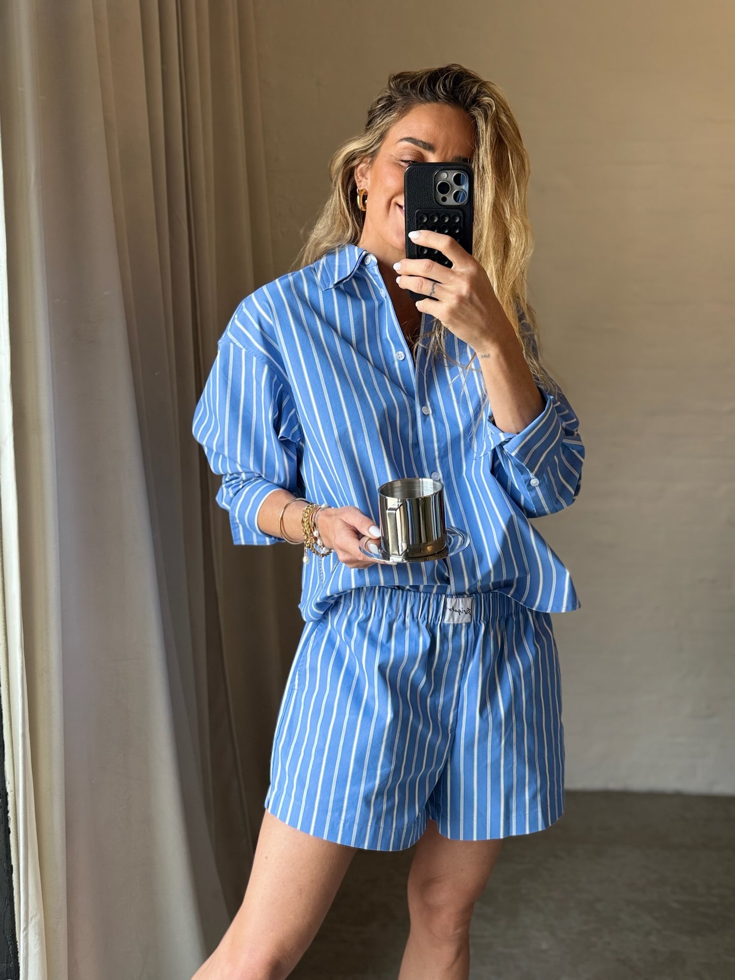 Axel Arigato - Shorts - Blue/White - Striped Cotton