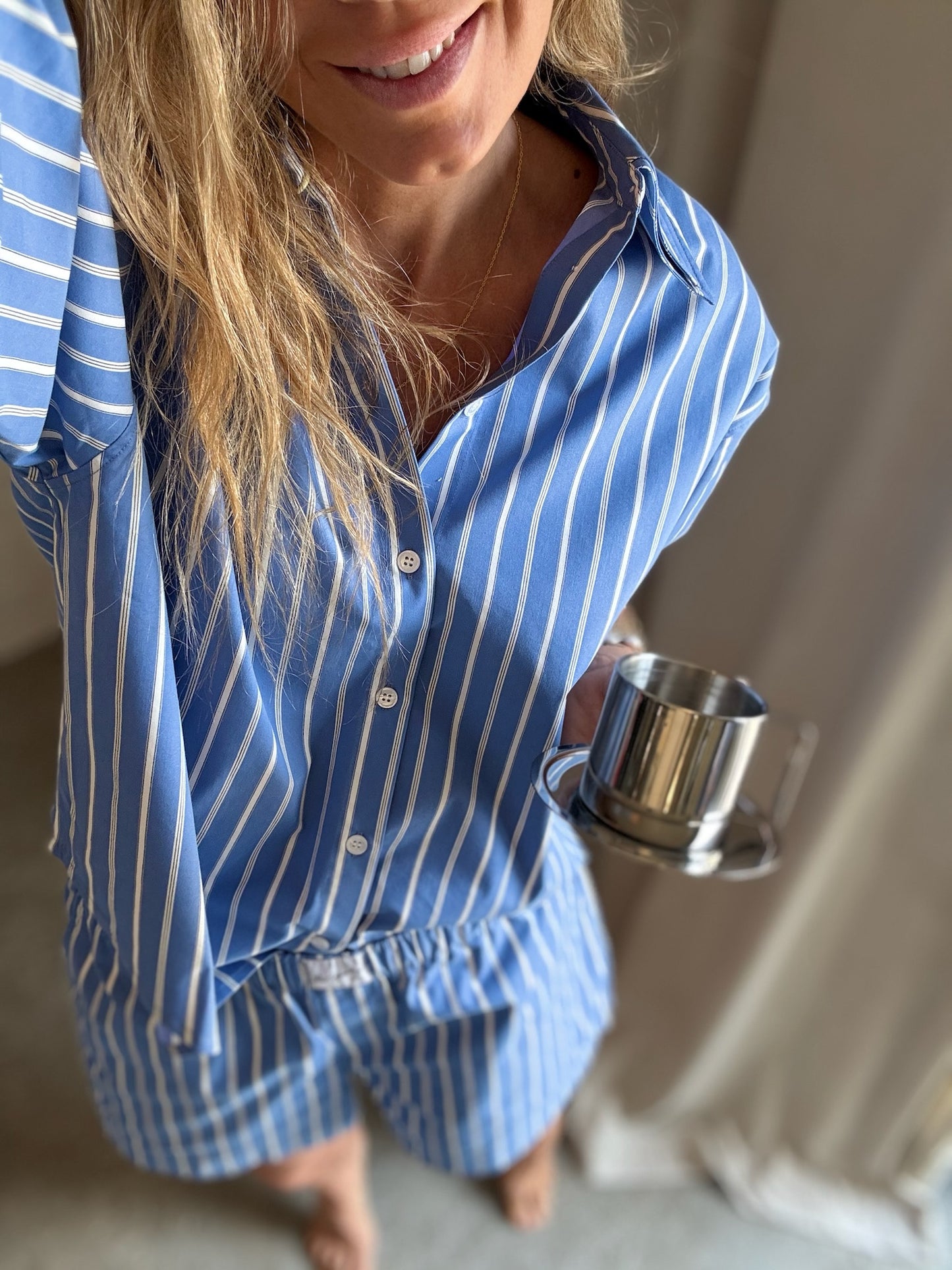 Axel Arigato - Shorts - Blue/White - Striped Cotton