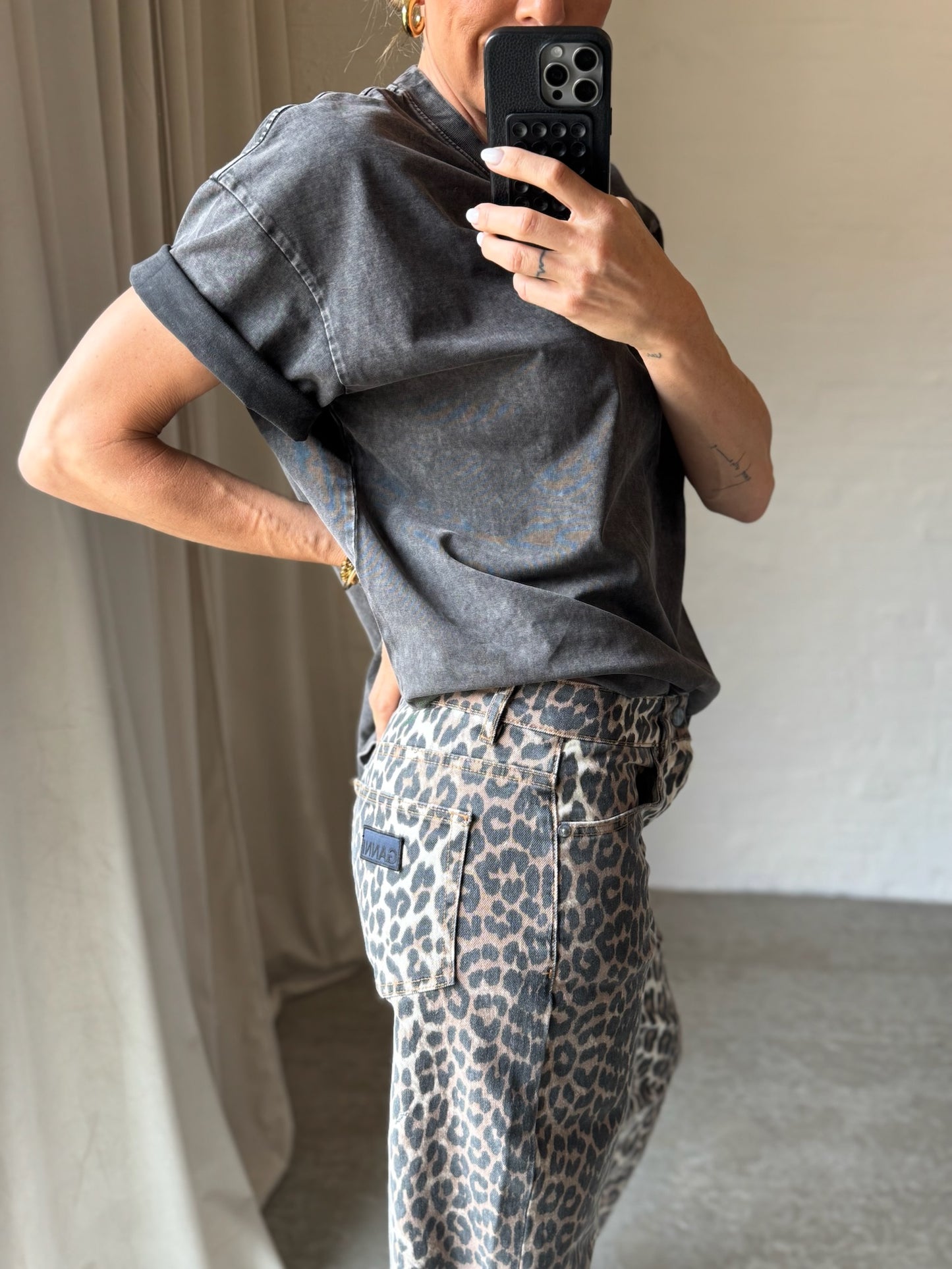 Ganni Print Denim Izey Jeans Leopard