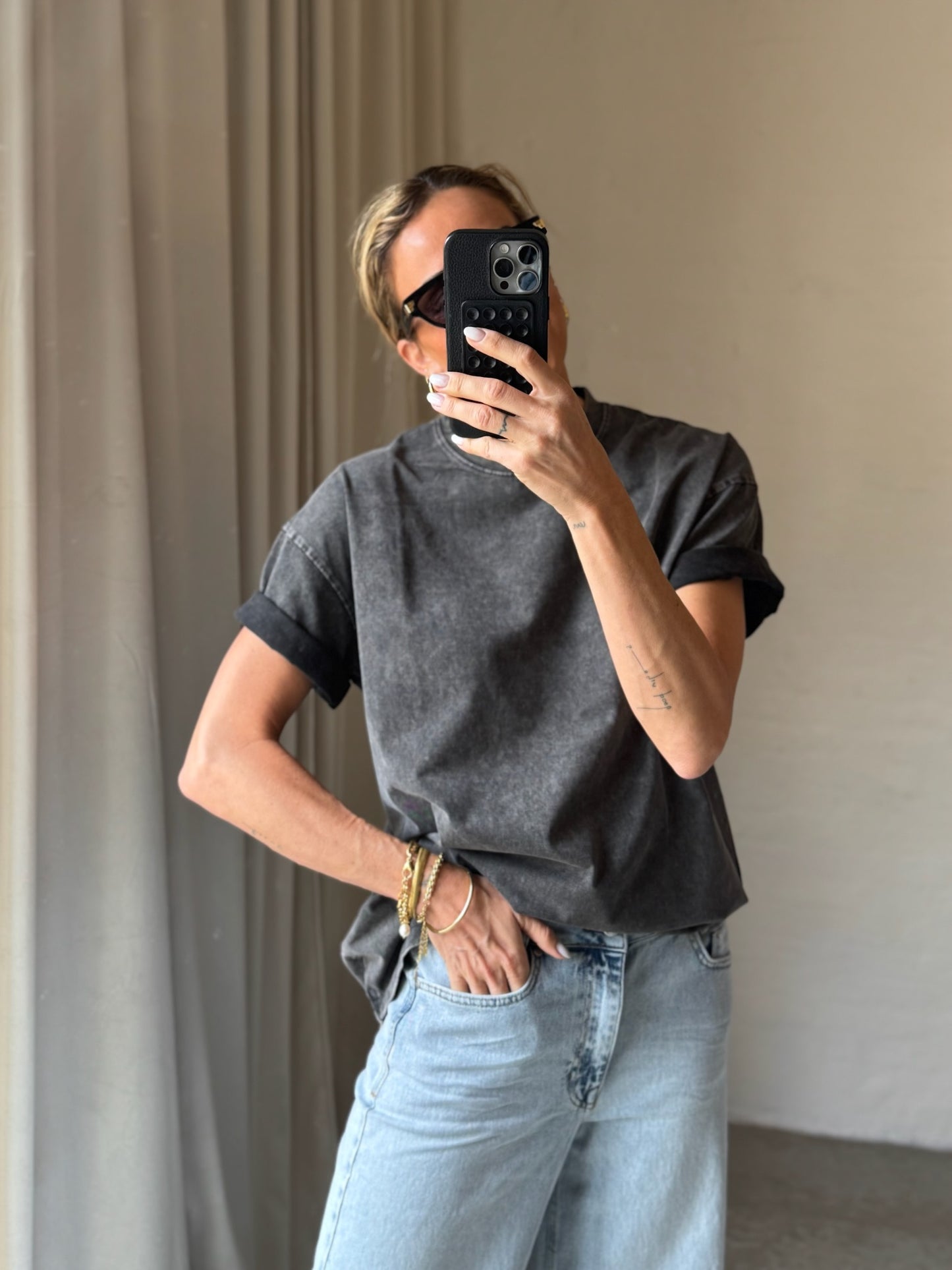 The Collection - T-shirt oversized - Dark grey - Lea (BEMÆRK str s/m er i preorder til uge 21)