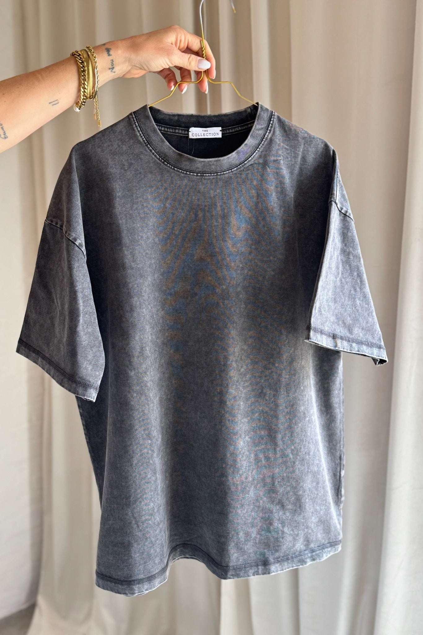 The Collection - T-shirt oversized - Dark grey - Lea (BEMÆRK str s/m er i preorder til uge 21)