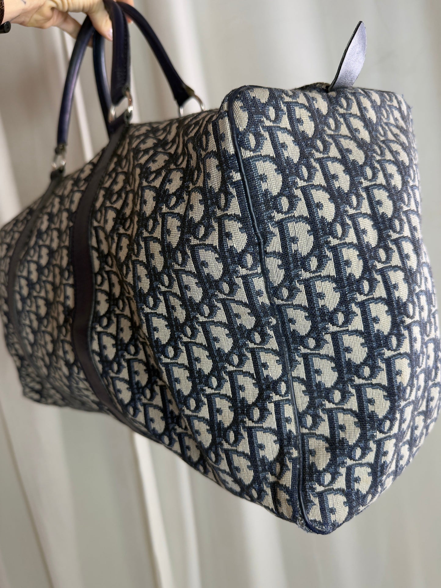 Christian Dior - Oblique Boston Bag - Hvid/Navy - Secondhand