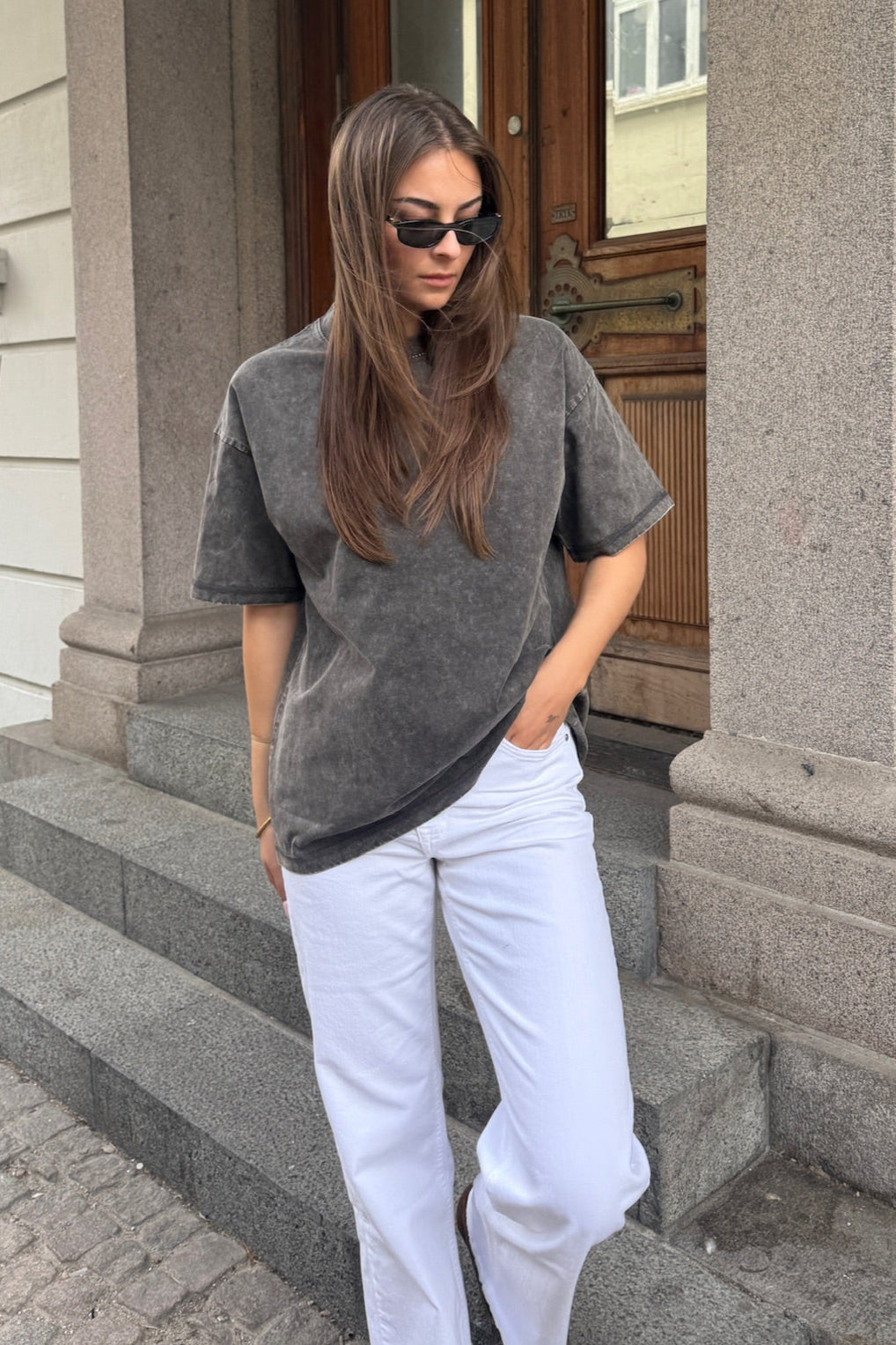 The Collection - T-shirt oversized - Dark grey - Lea (BEMÆRK str s/m er i preorder til uge 21)