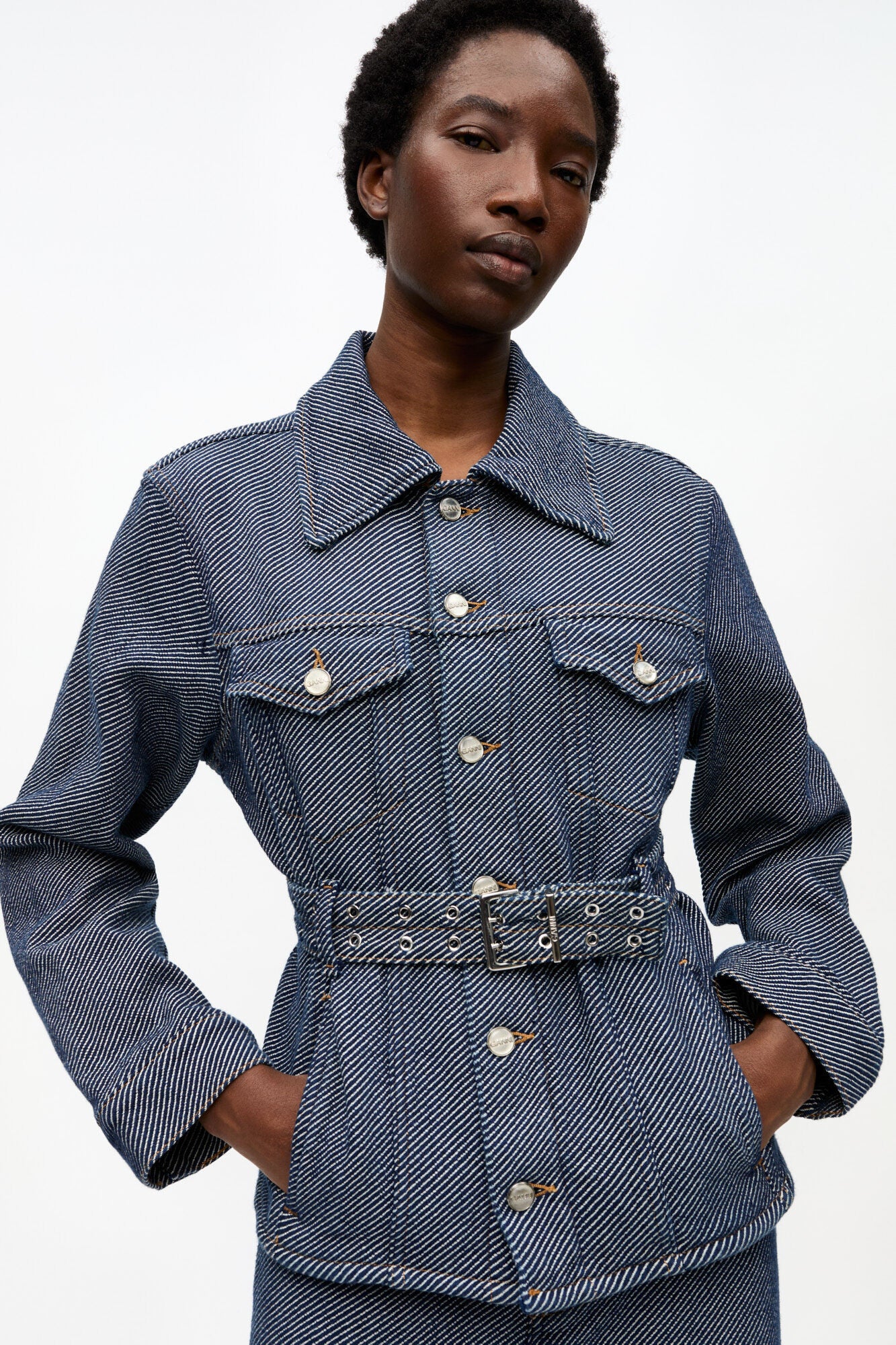 Ganni - Denim jakke - Rinse dark blue - Twill