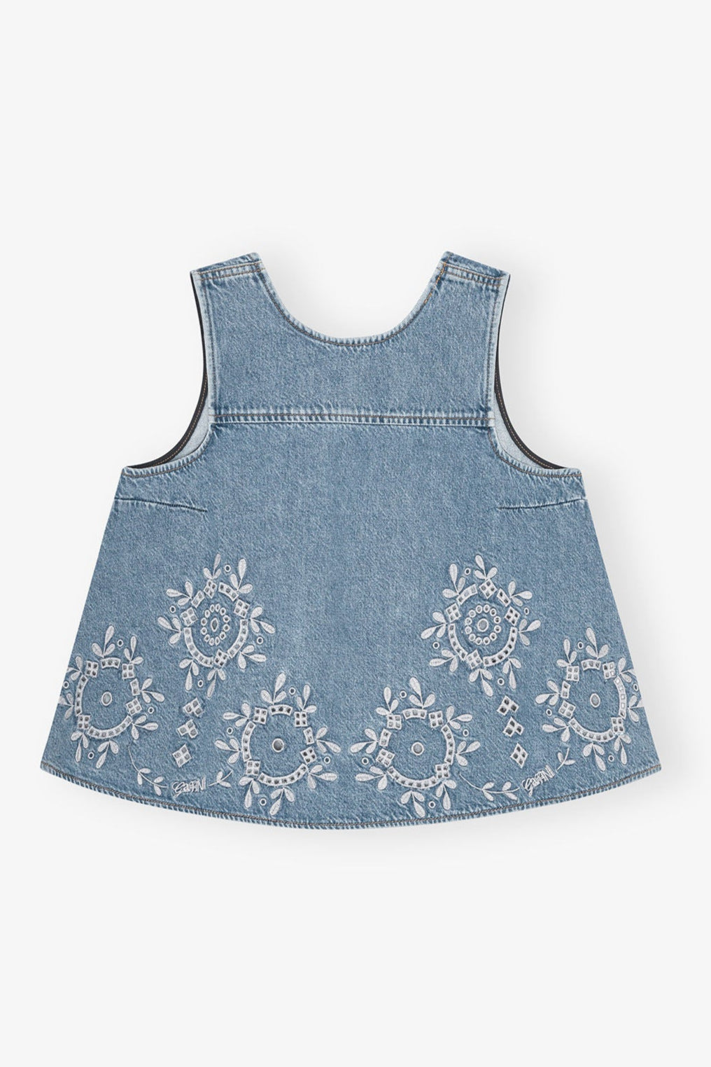 Ganni - Top - Light Blue denim - Broderie anglaise