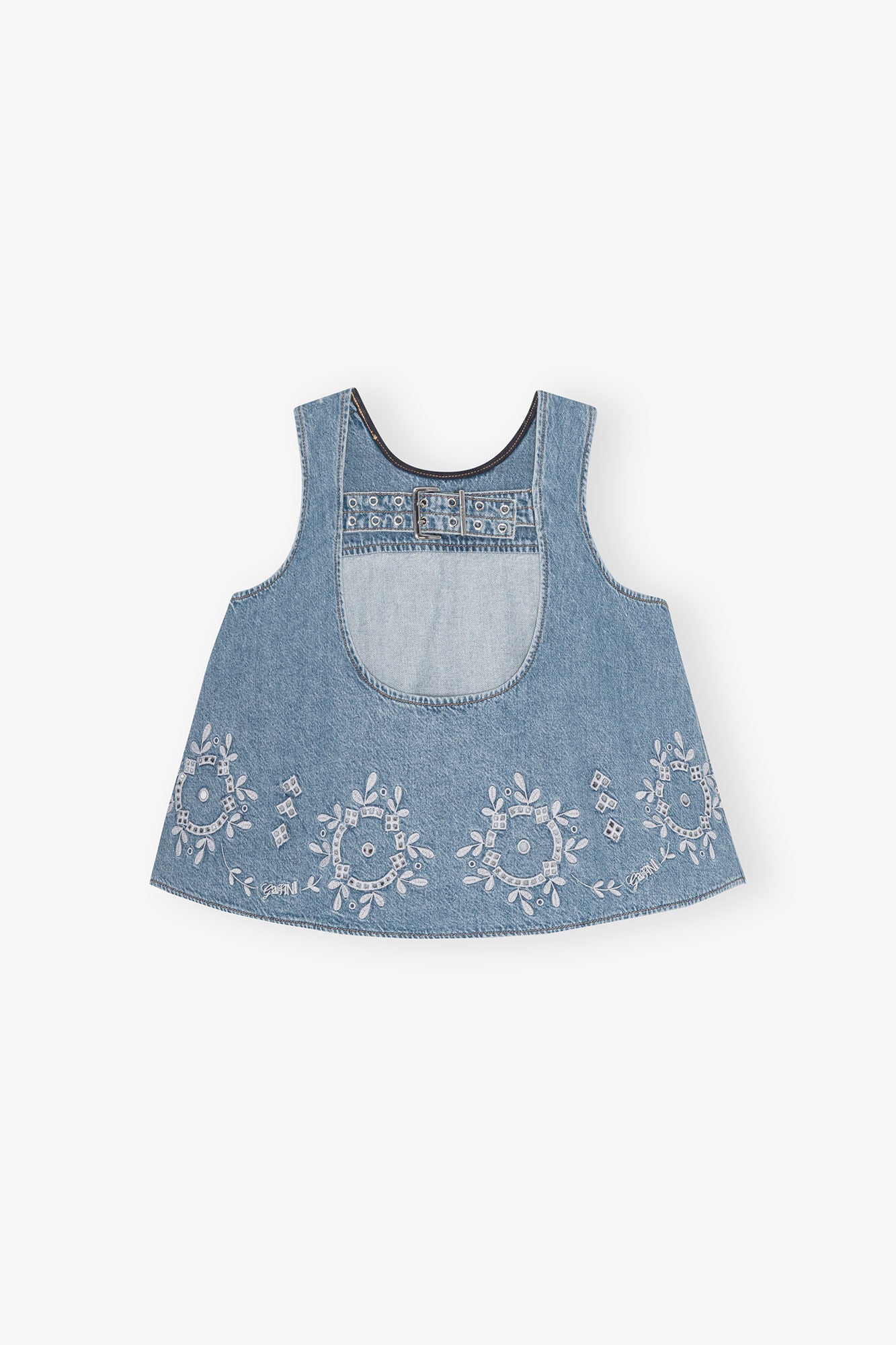 Ganni - Top - Light Blue denim - Broderie anglaise