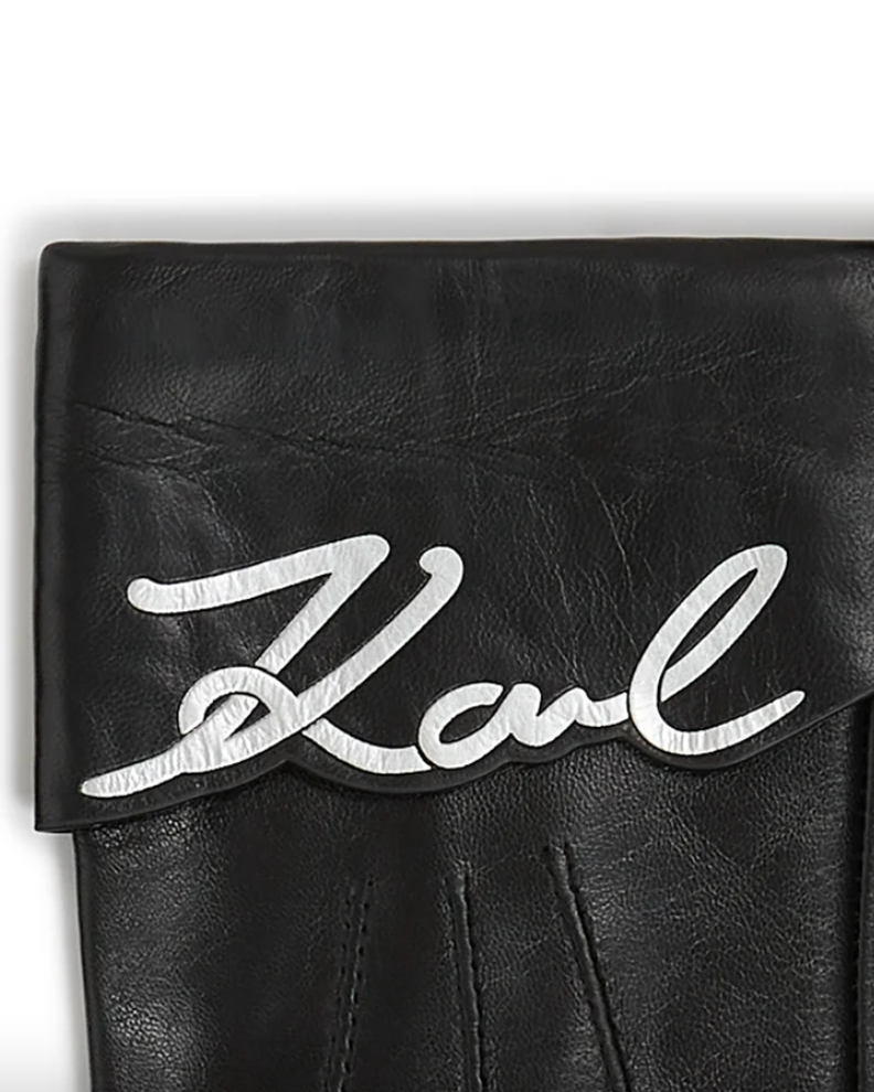 Karl Lagerfeld - Læder handsker - Sort - SIGNATURE LEATHER FF GLOVE