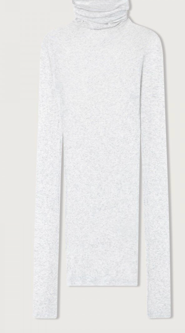 American Vintage - Højhalset Langærmet t-shirt - Heather grey - Massachuetts - Stilkompagniet.dk