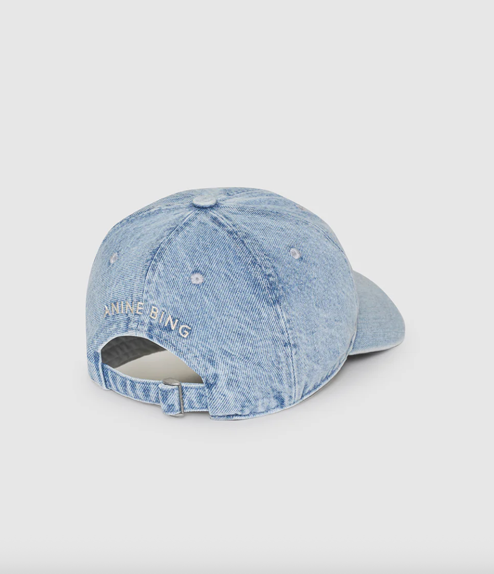 Anine Bing - Cap - Washed blue Monogram - Jeremy Baseball - Stilkompagniet.dk