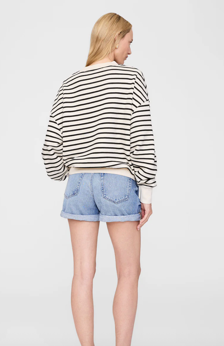 Anine Bing - Sweatshirt - Black stripe french terry - Dean - Stilkompagniet.dk