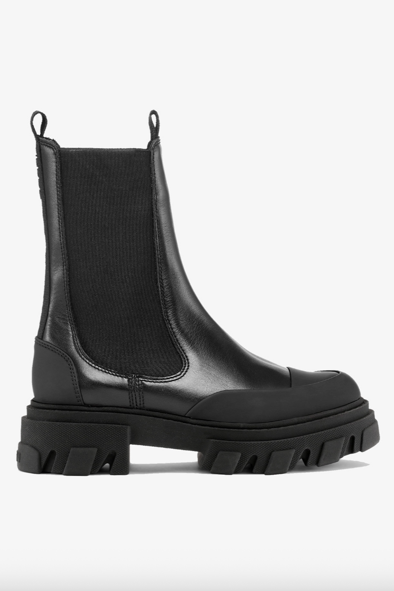GANNI - Støvler - Black - Cleated Mid Boot - Chelsea Black stitch