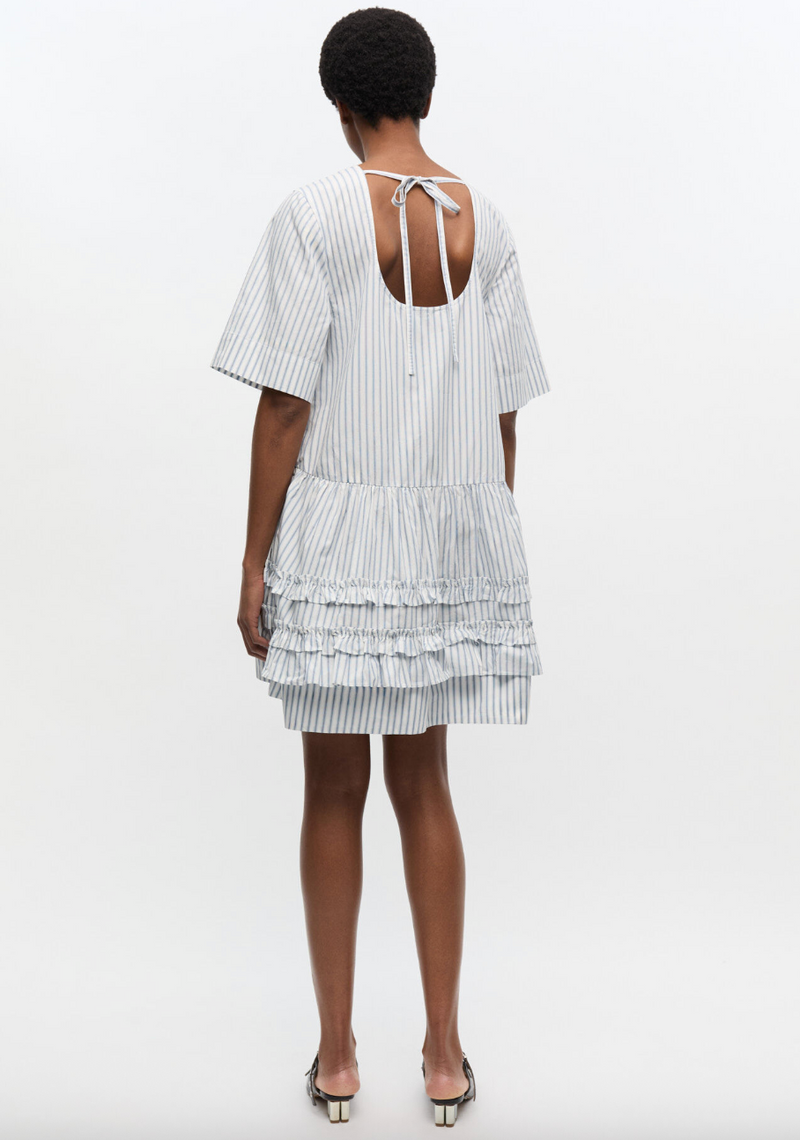 GANNI - Kjole - Egret - Stripe mini dress