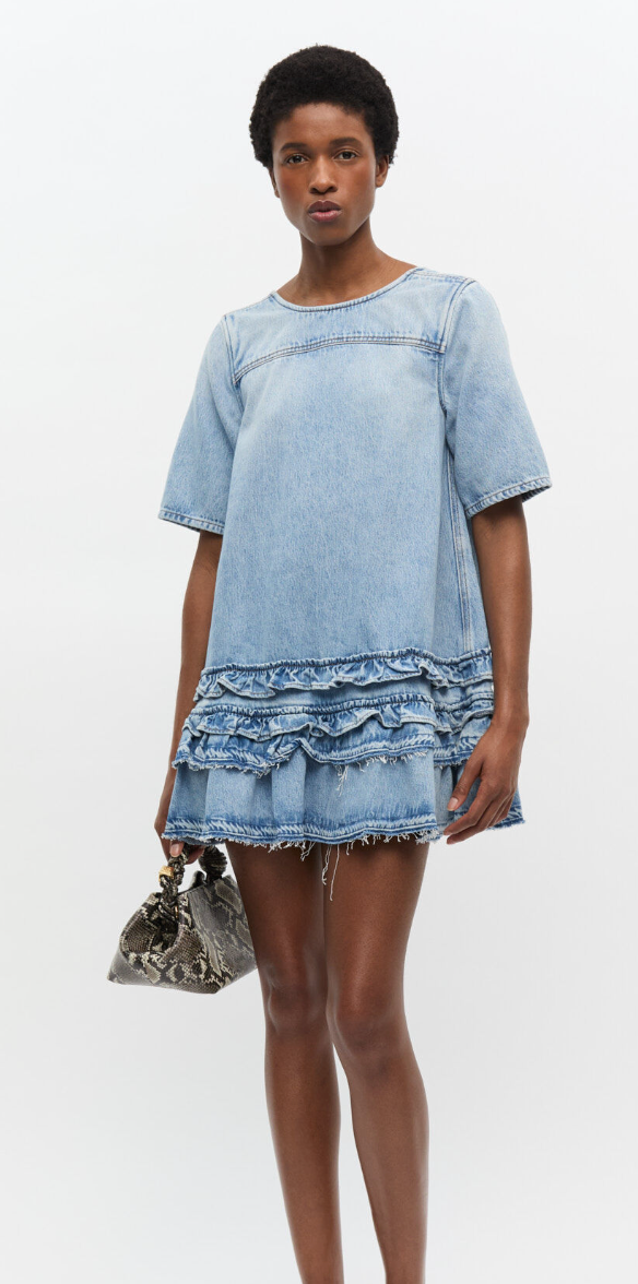 GANNI - Kjole - Light blue stone - Rigid dress