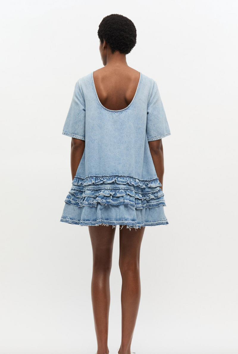 GANNI - Kjole - Light blue stone - Rigid dress
