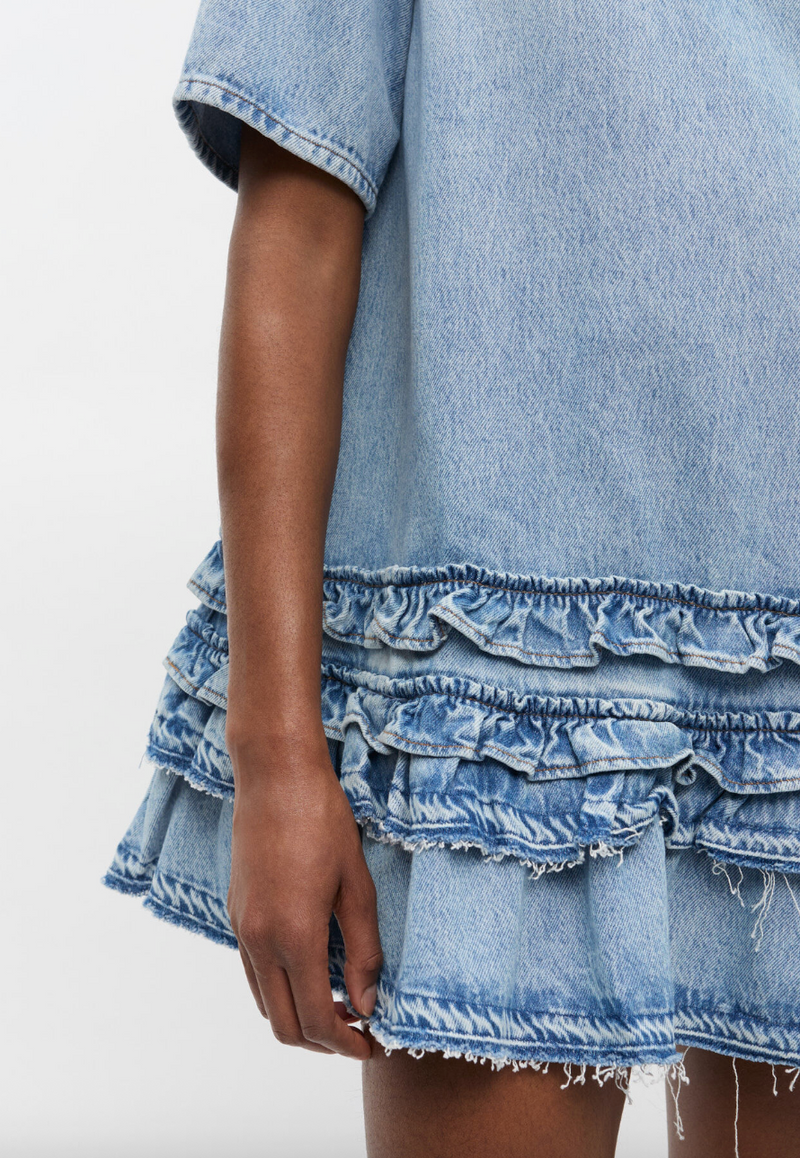 GANNI - Kjole - Light blue stone - Rigid dress