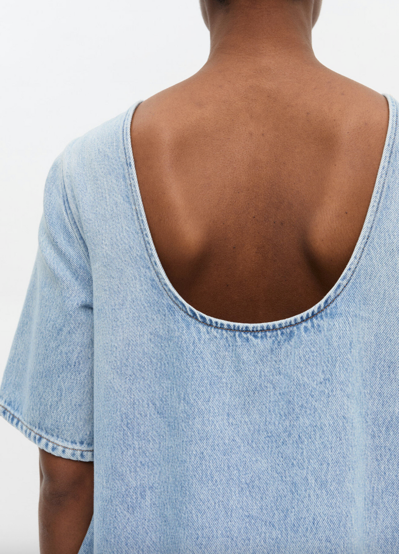 GANNI - Kjole - Light blue stone - Rigid dress