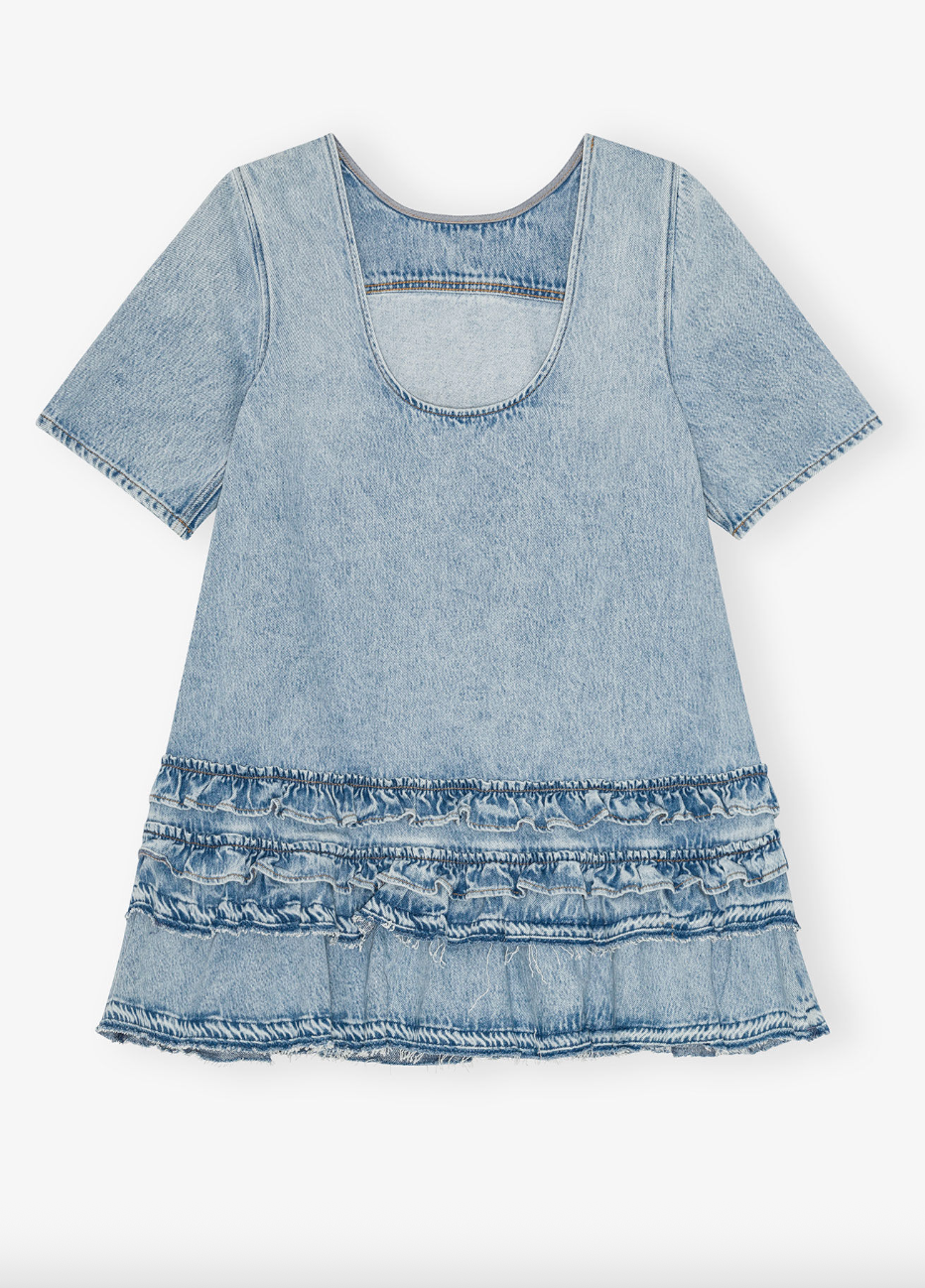GANNI - Kjole - Light blue stone - Rigid dress